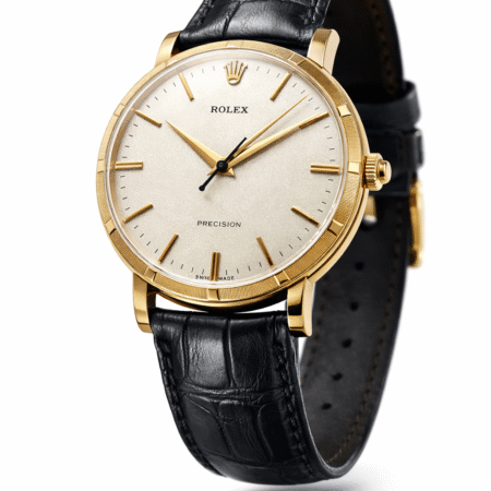 Pre-Owned Rolex Precision – handopwinding, crèmekleurige wijzerplaat, 18K goud