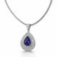 Witgouden hanger met tanzaniet en pavé diamant entourage