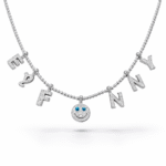 EYEFUNNY 18K Witgouden Collier – Smiley & Letter Charms